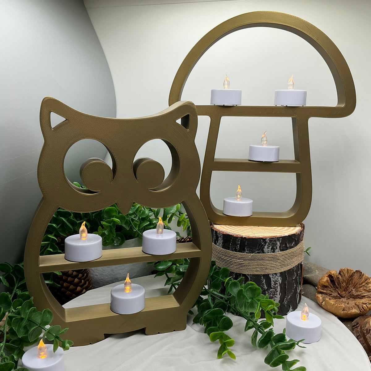 Autumn Mini Display shelves Mushroom, Hedgehog, Fox & Owl Autumn Decor