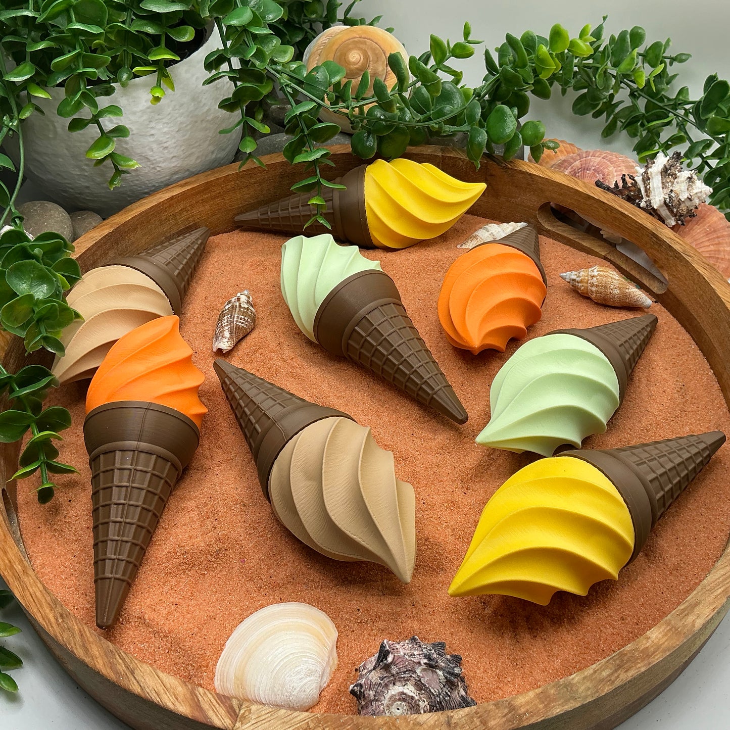 Ice Cream Scoops & Cones Twist Action Role Play Kitchen Food chocolate,Mint,Lemon& Orange toppings
