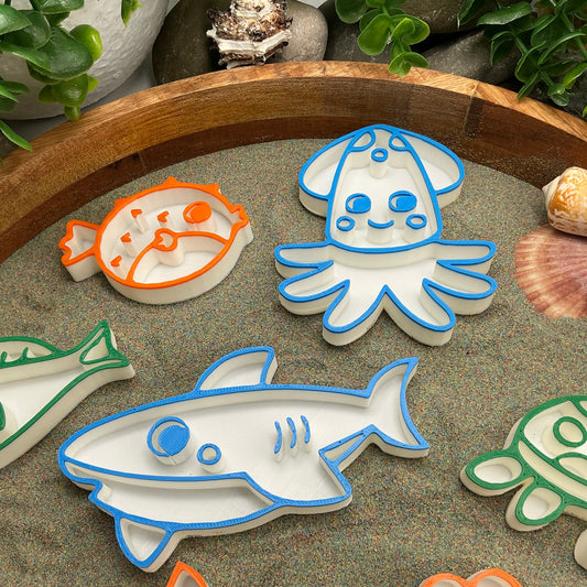 3D-printed underwater sea animals sensory filling tray, 8-piece set for sand and rice tuff trays - view 2 of 10