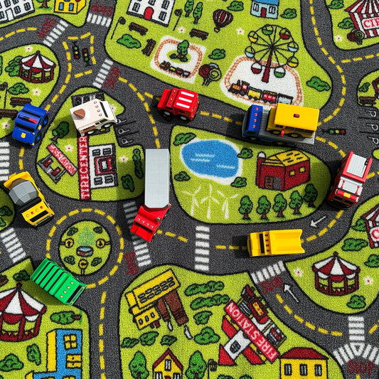 10 piece set Transportation vehicle set multi coloured 3D Printed Vehicle’s Fire Engine, School bus,Police Car