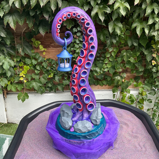 Octopus Tentacle Lantern Stand - Hand Painted 3D Printed Ocean Home Decor, One of a Kind