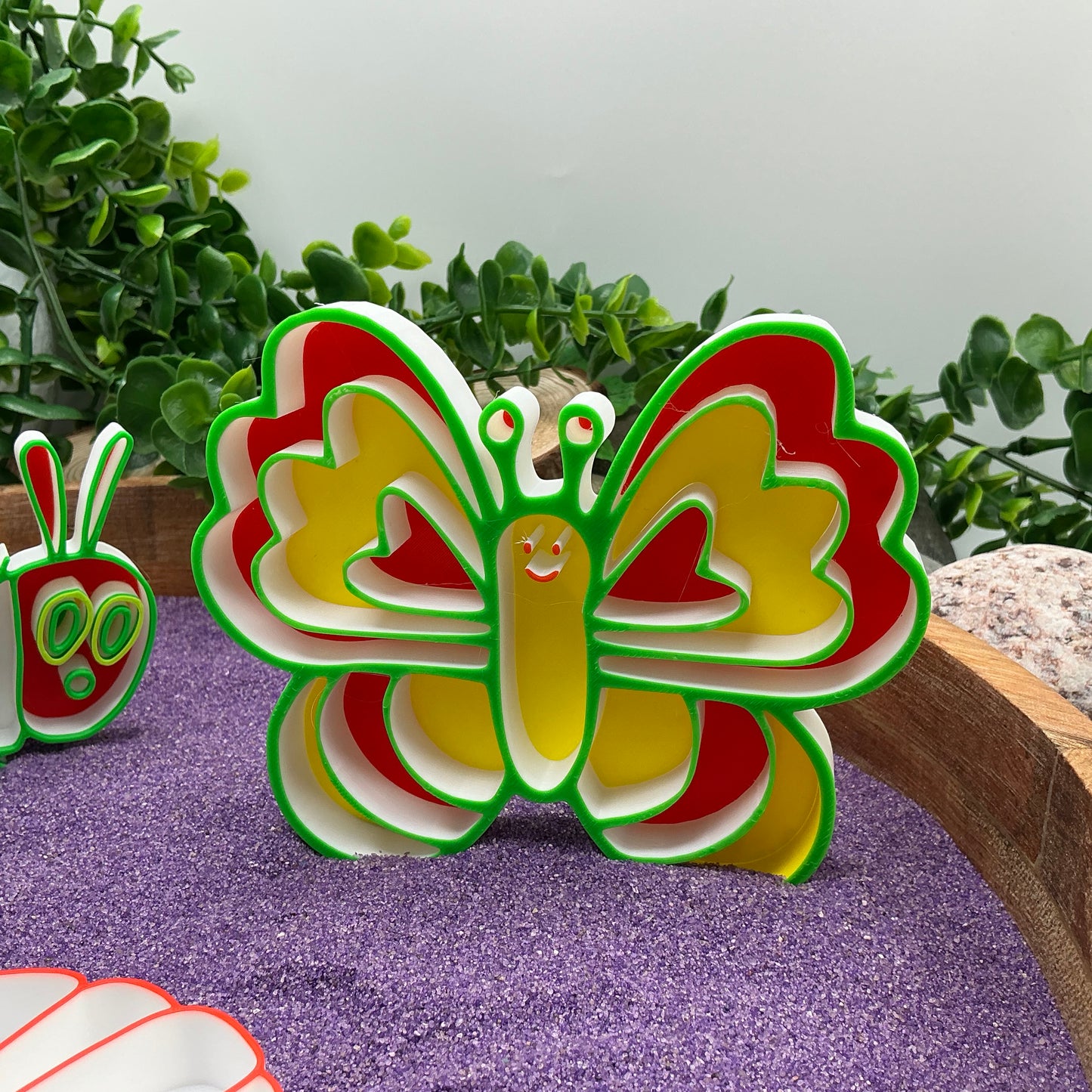 3D-printed butterfly life cycle sensory fill shape set - 3 piece with cocoon, caterpillar and butterfly - view 3 of 13