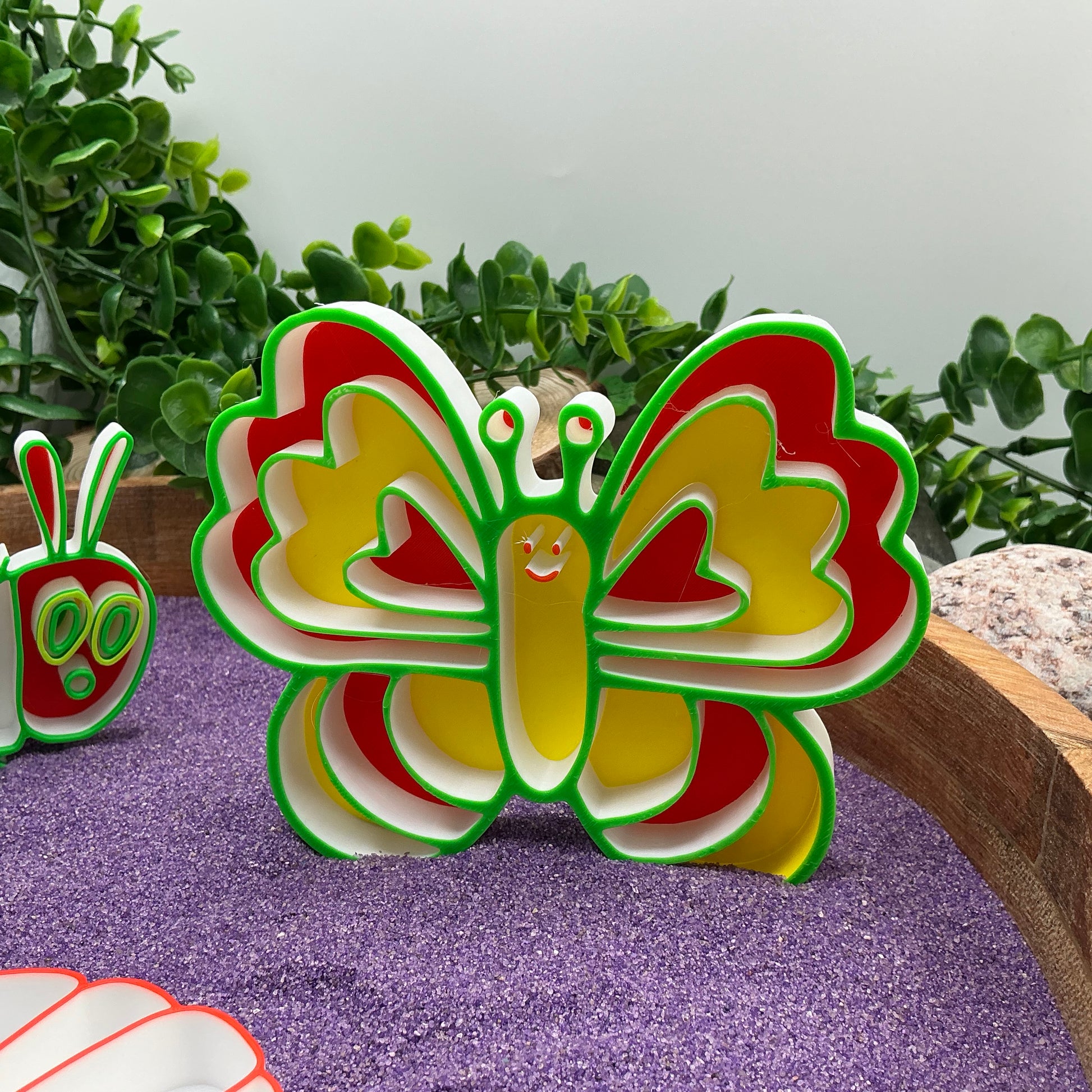 3D-printed butterfly life cycle sensory fill shape set - 3 piece with cocoon, caterpillar and butterfly - view 3 of 13