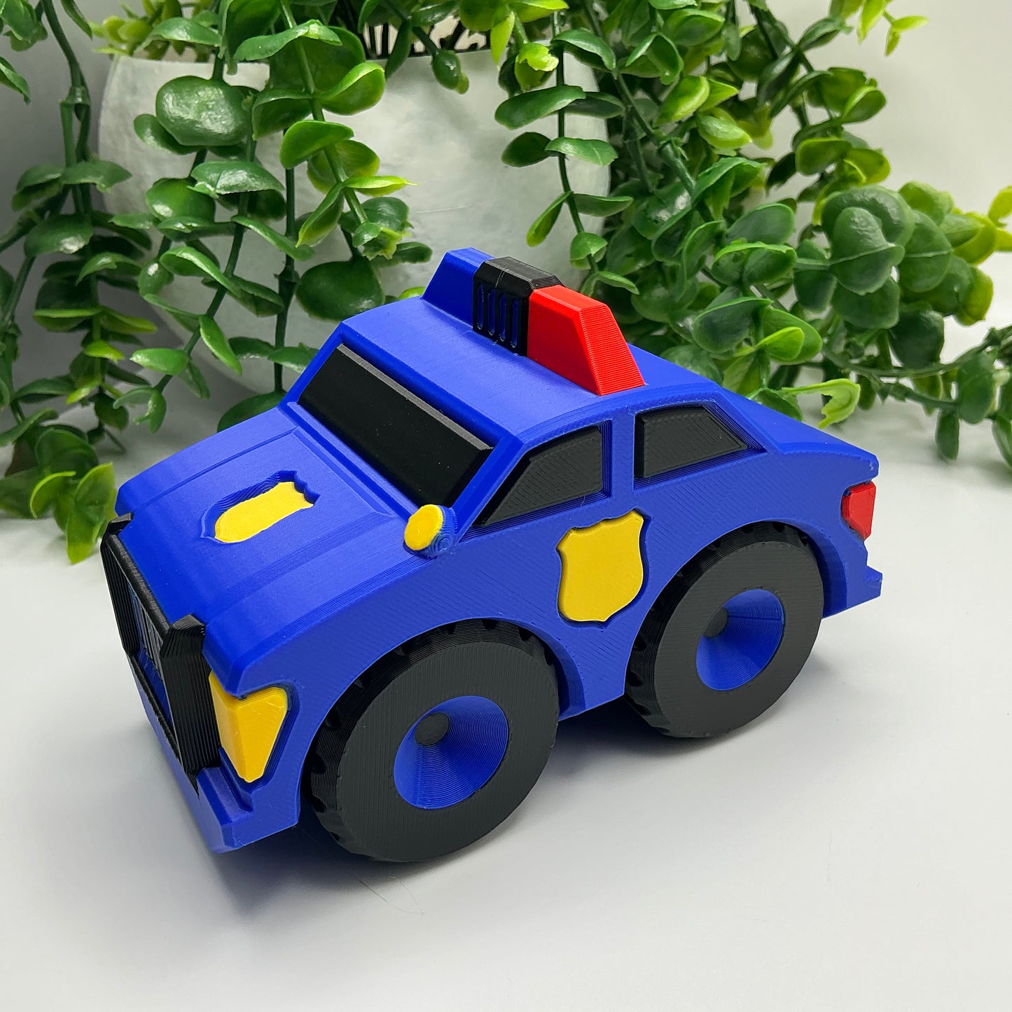 Large 3D Printed Police Car Durable Indoor & Outdoor Push Along Big Kids Rescue  - Close Up