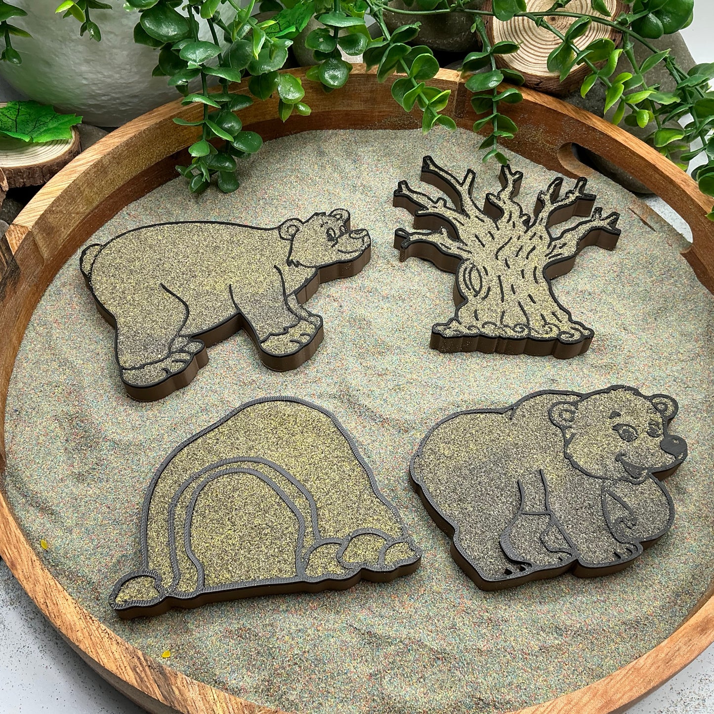 3D-printed bear theme sensory filling tray, 4-piece set for sand and rice tuff trays - perfect for bear hunt storytelling - view 7 of 13