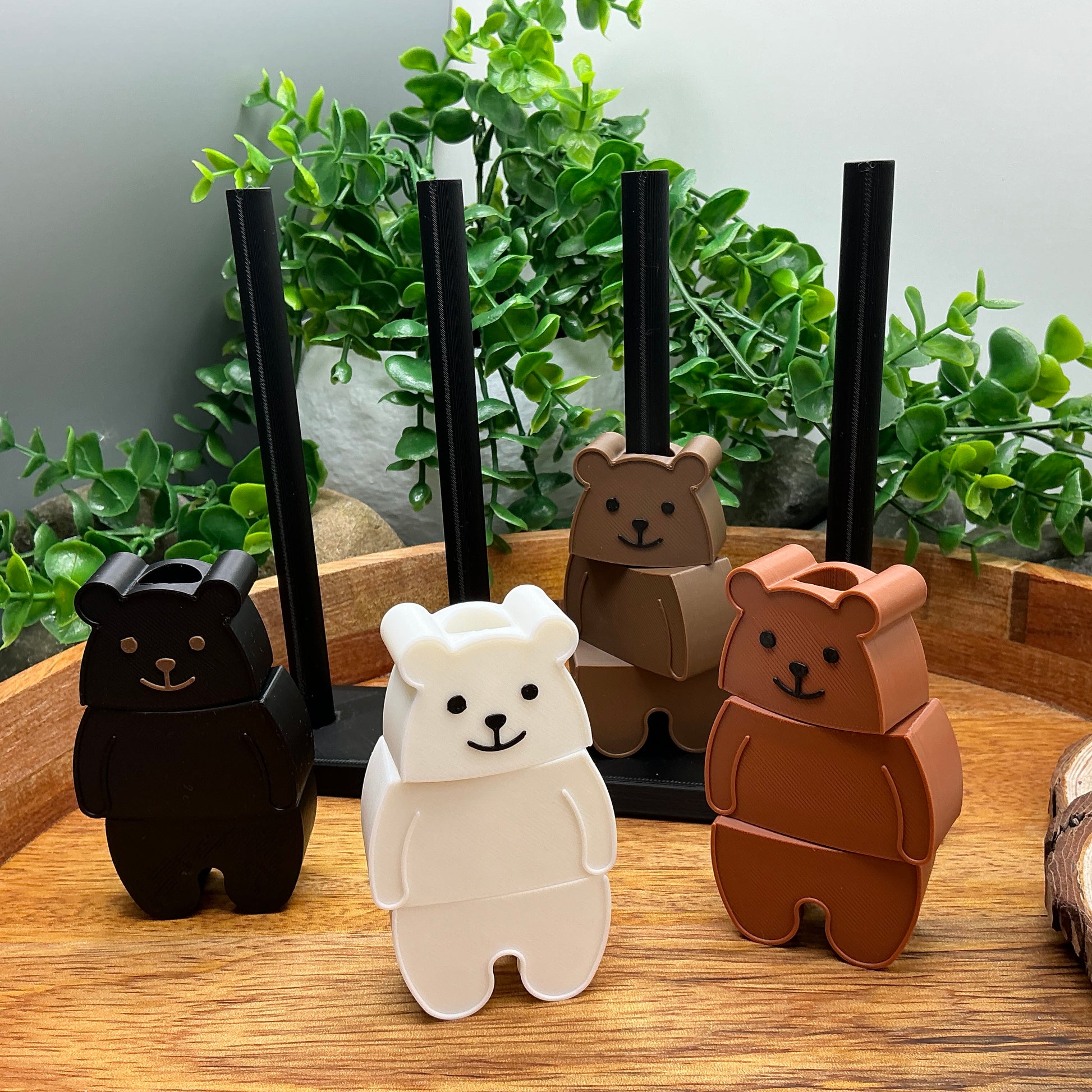 3D-printed bear-shaped pegs and threading board sensory toy for fine motor play - view 5 of 10