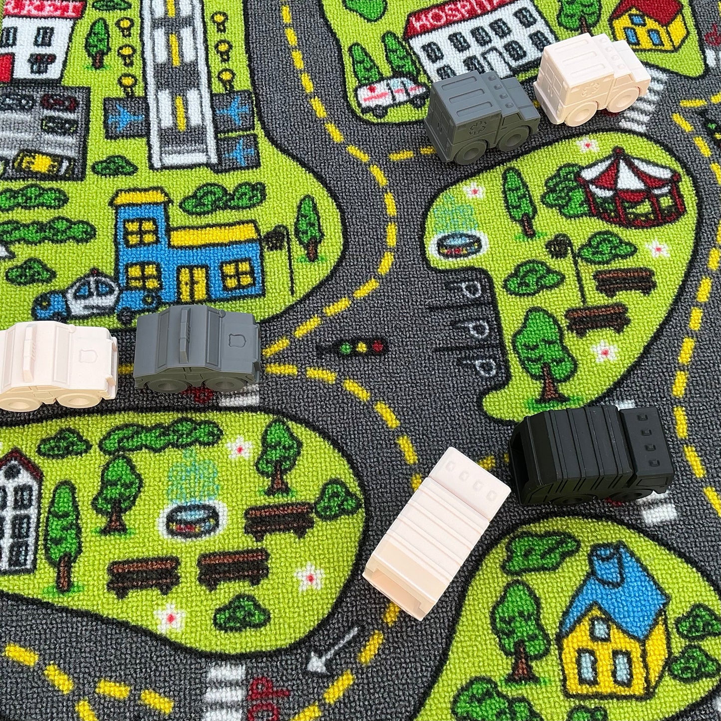 12 piece Toy Vehicle Set including Police Car, Ice Cream Van,school bus