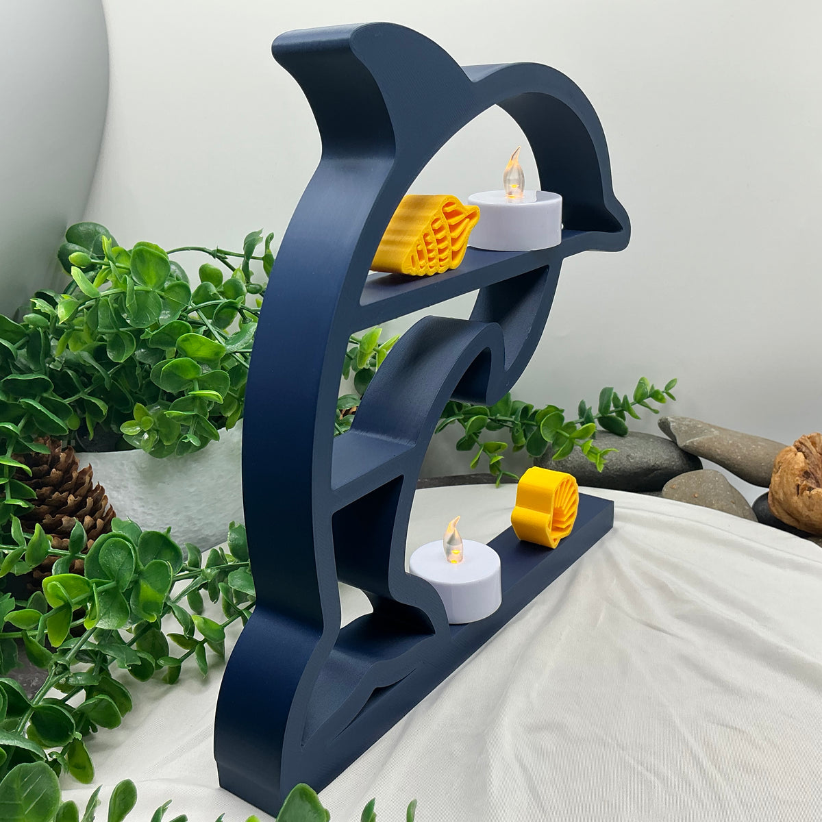 Dolphin & wave table top mini shelves display shelf, two piece set