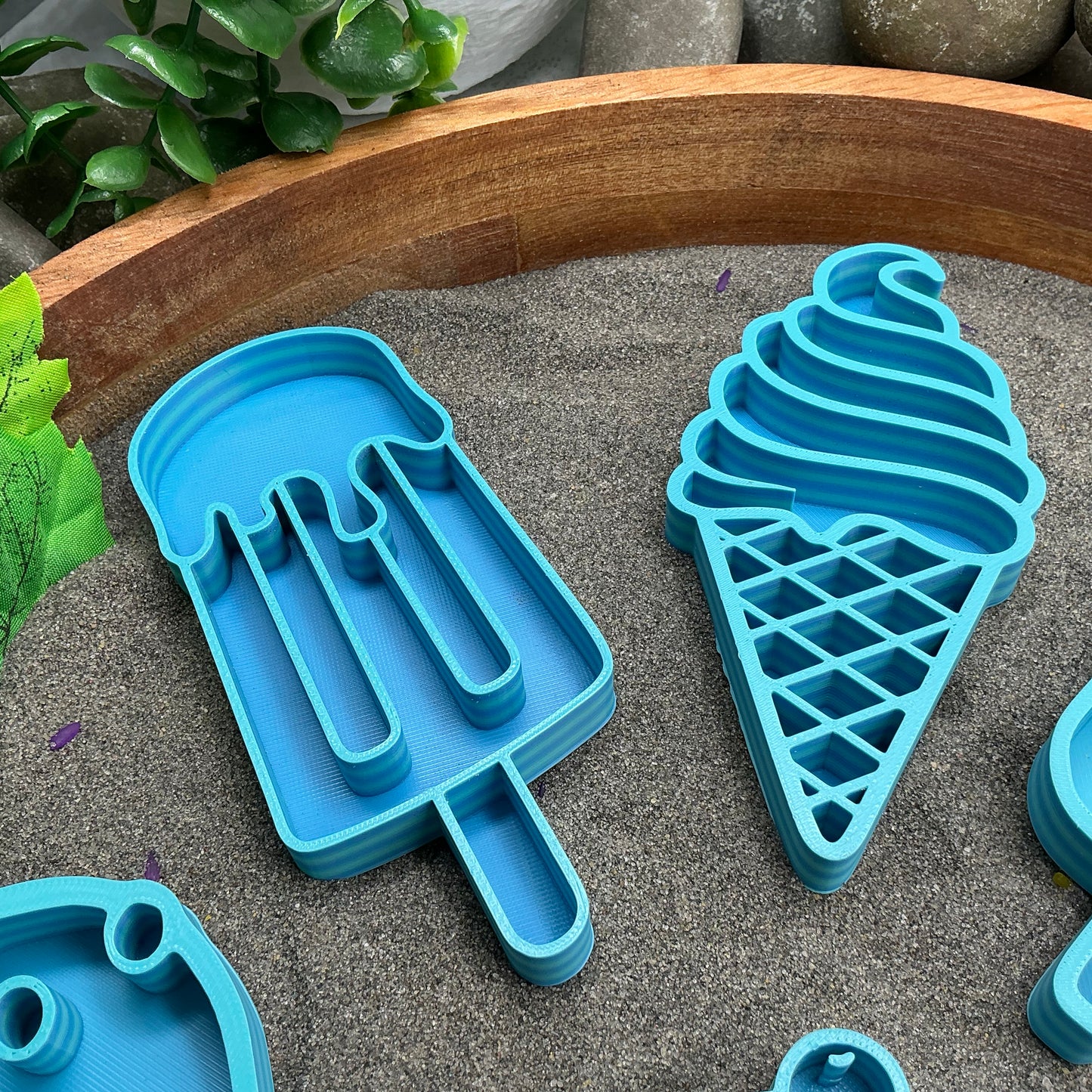 Ice Cream Fill Shapes Sensory Filling Trays Eco-Friendly 3D Printed 6 Piece Set Sand Rice Oat Play Pretend Food Activity