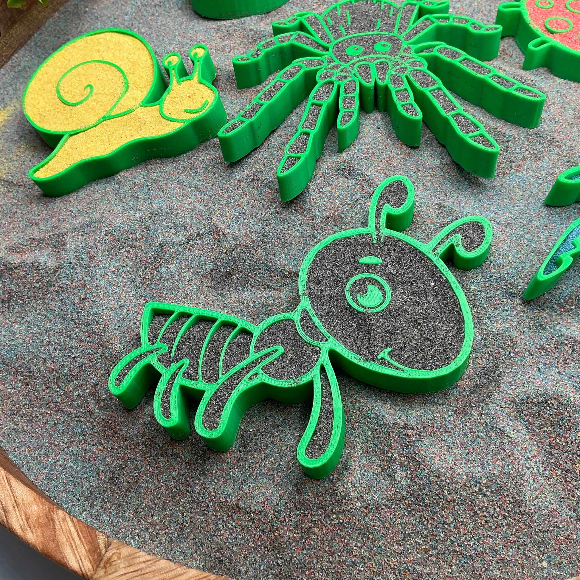 Spring Garden Insect Sensory Trays 6 Piece Set - showing texture