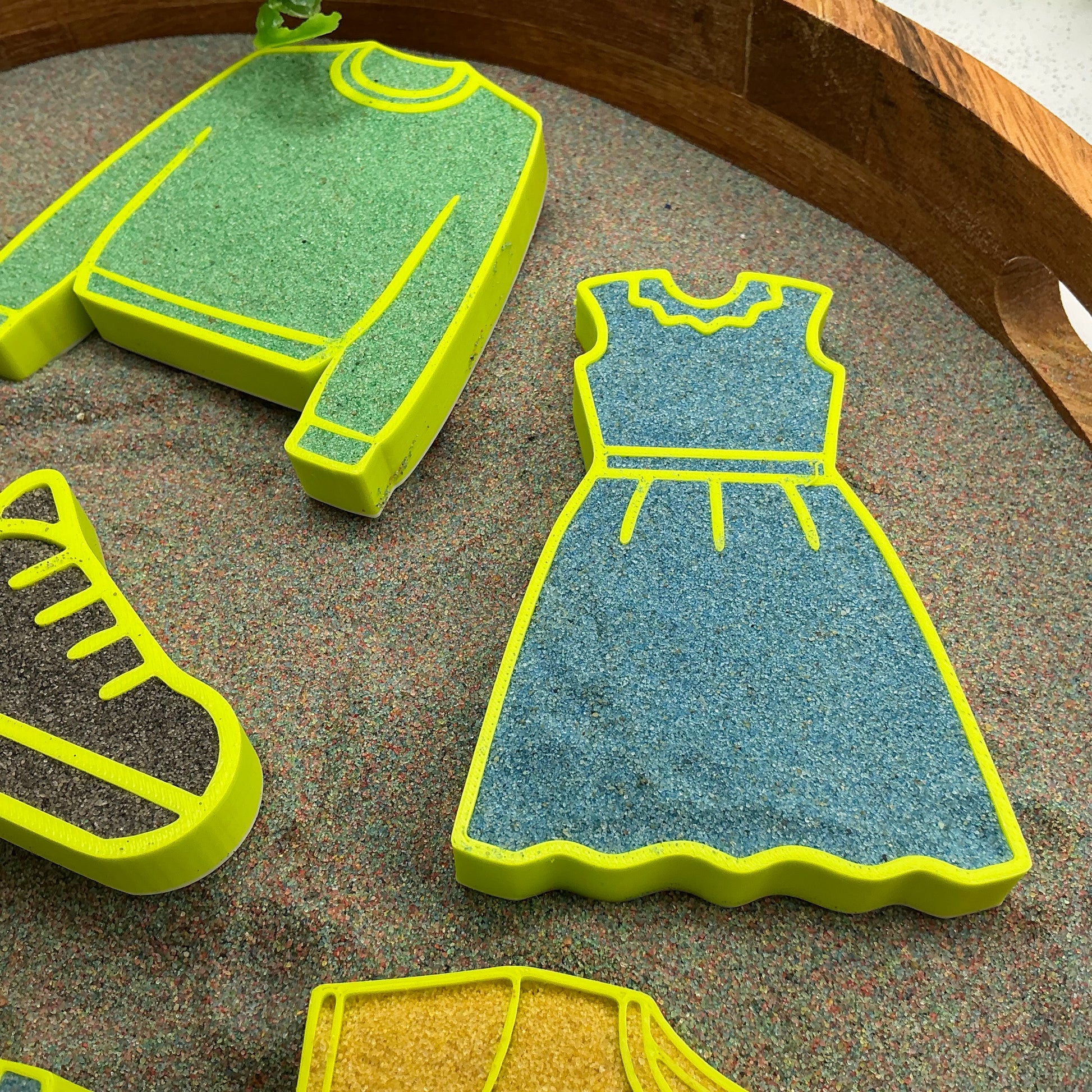 Clothes Sensory Filling Trays 8 Piece Set - close-up detail