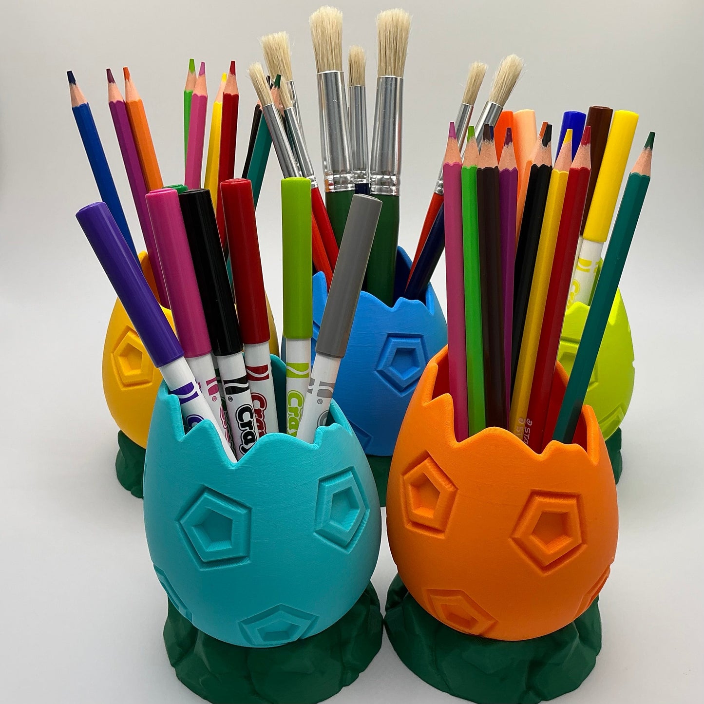 Dinosaur Egg Pencil Holder Cracked Dino Egg Pen Pot Kids Desk Organizer Paint... - close-up detail