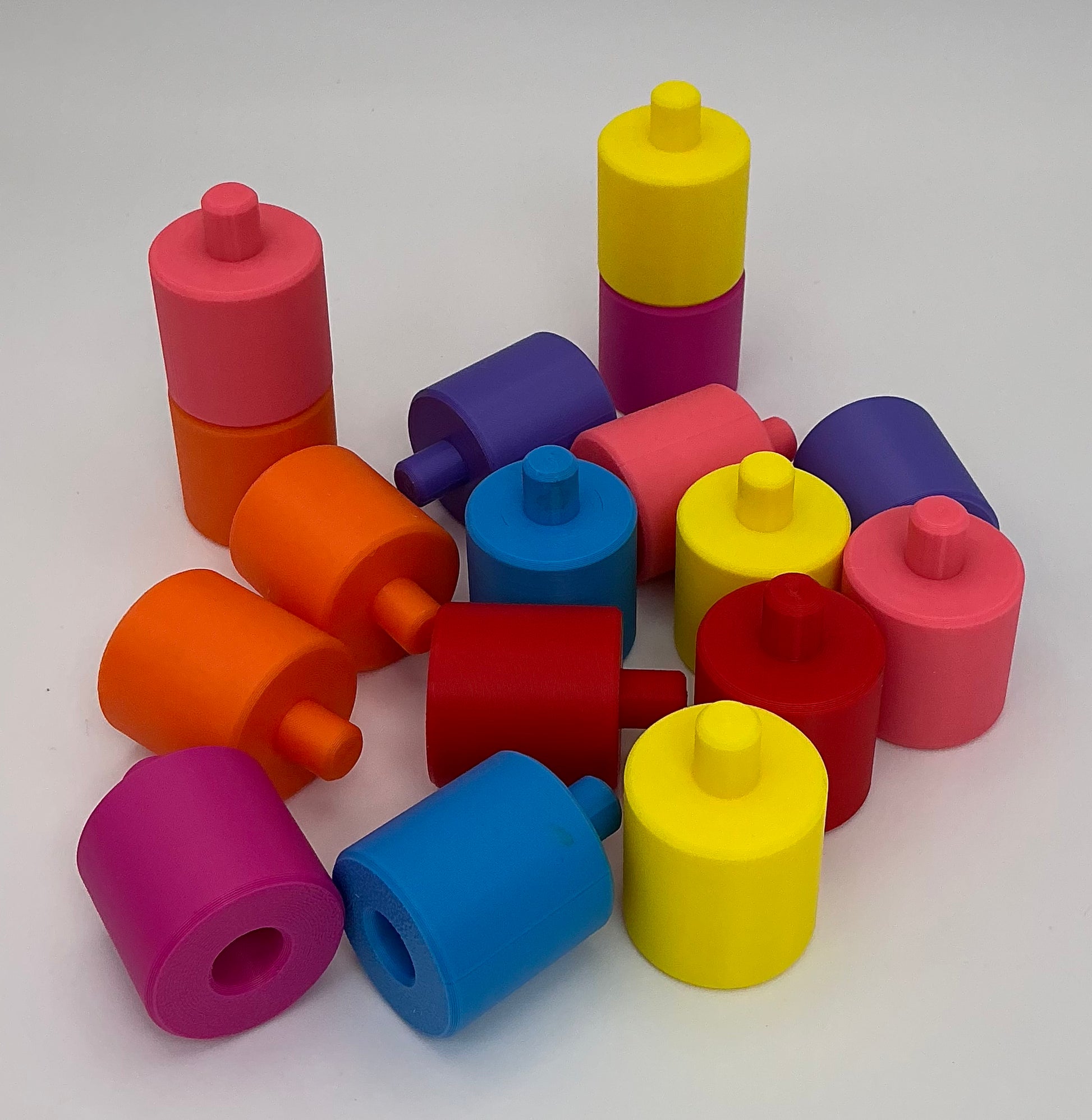 Children's 3D Printed Jigsaw pegged Circle Cylinder Geometric Shape stacker Eco  - Close Up