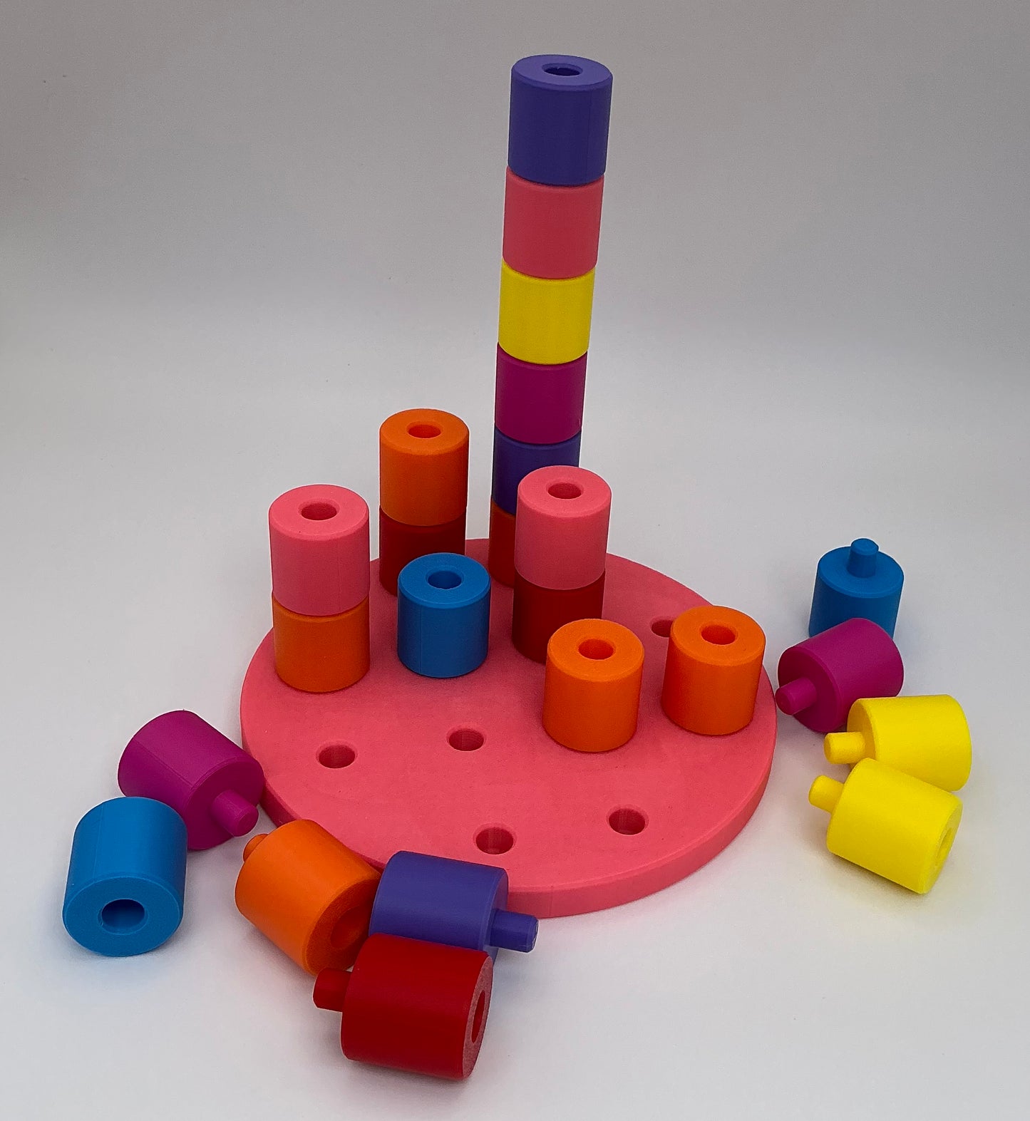 Children's 3D Printed Jigsaw pegged Circle Cylinder Geometric Shape stacker Eco  - Detail Shot