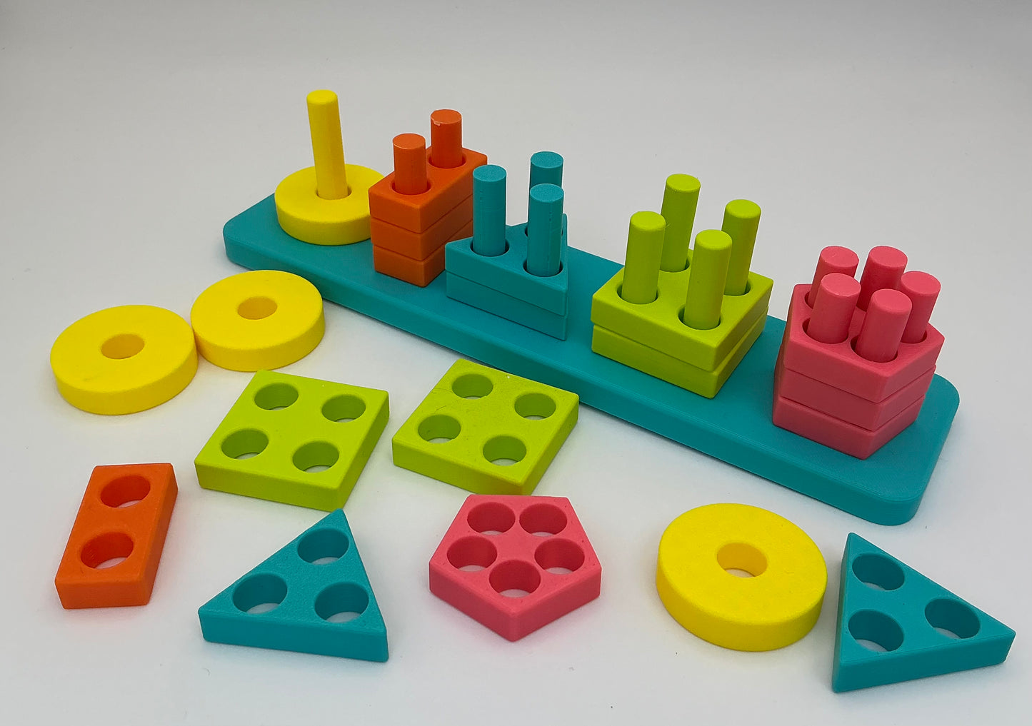 Children's 3D Printed Shape Jigsaw Pegged Puzzle Stacker Eco Friendly Shape Sort - Main Product Image