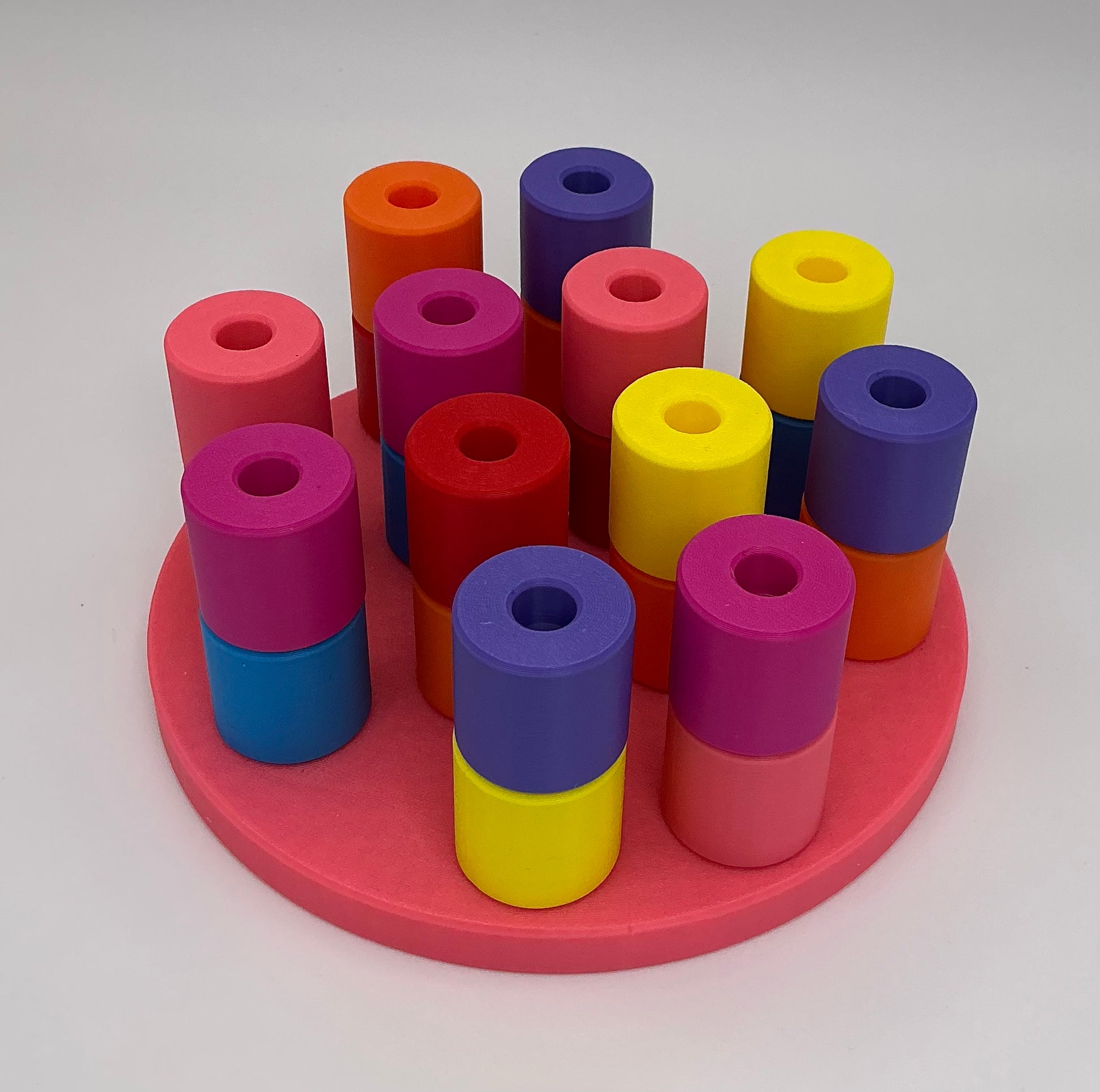 Children's 3D Printed Jigsaw pegged Circle Cylinder Geometric Shape stacker Eco  - Main Product Image