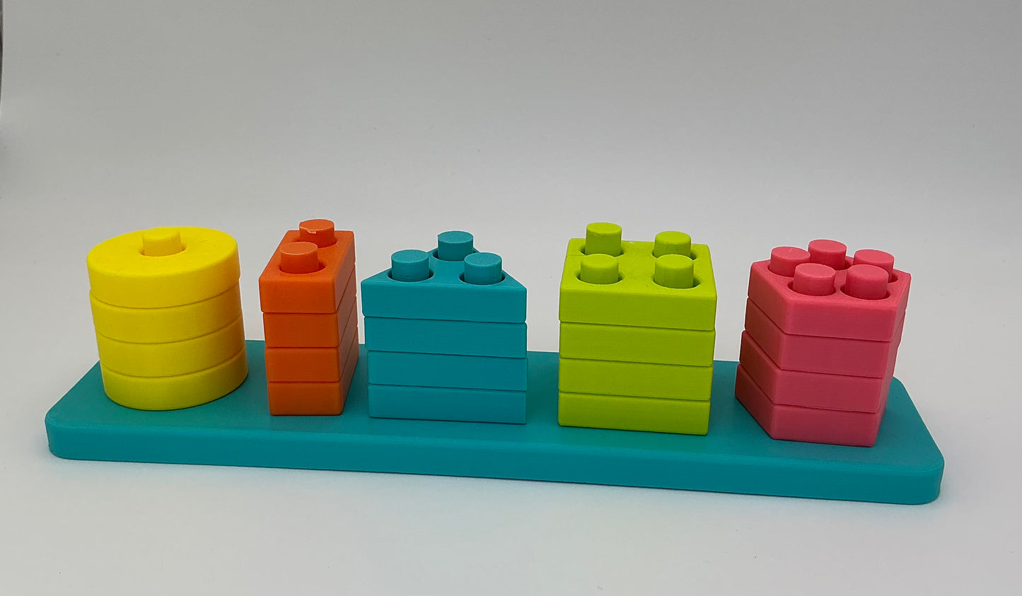 Children's 3D Printed Shape Jigsaw Pegged Puzzle Stacker Eco Friendly Shape Sort - Detail Shot