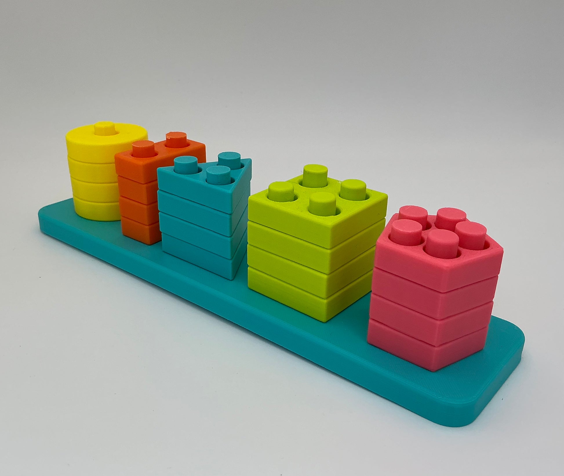 Children's 3D Printed Shape Jigsaw Pegged Puzzle Stacker Eco Friendly Shape Sort - Alternative View
