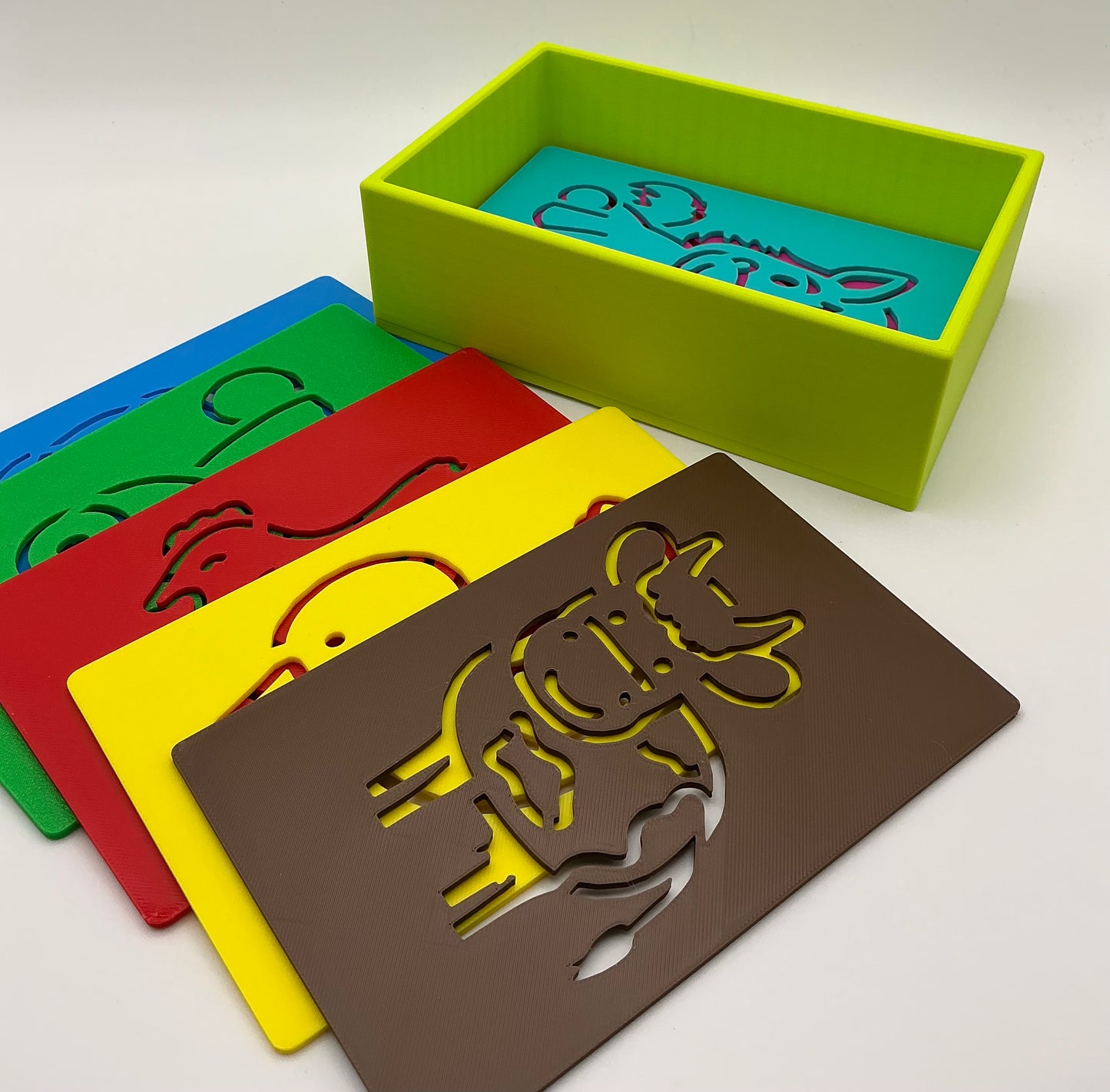 10-Piece Farm Animal Stencil Set with Storage Box Eco-Friendly 3D Printed Kids A - Close Up