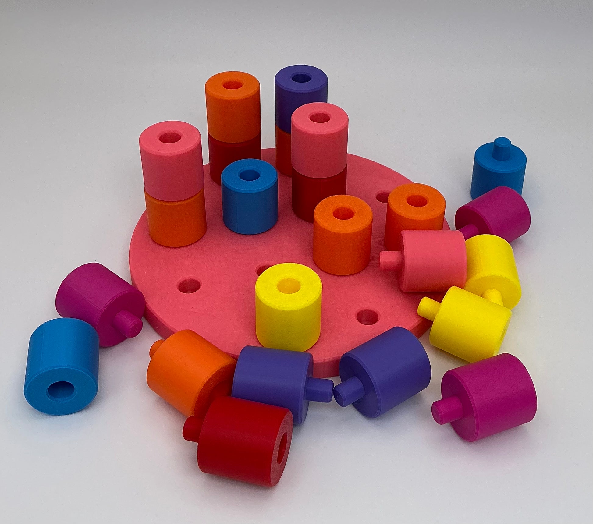 Children's 3D Printed Jigsaw pegged Circle Cylinder Geometric Shape stacker Eco  - Alternative View