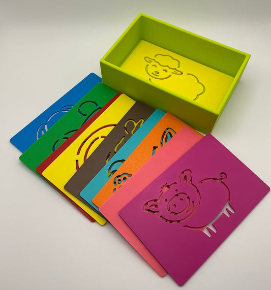 10-Piece Farm Animal Stencil Set with Storage Box Eco-Friendly 3D Printed Kids A - Main Product Image