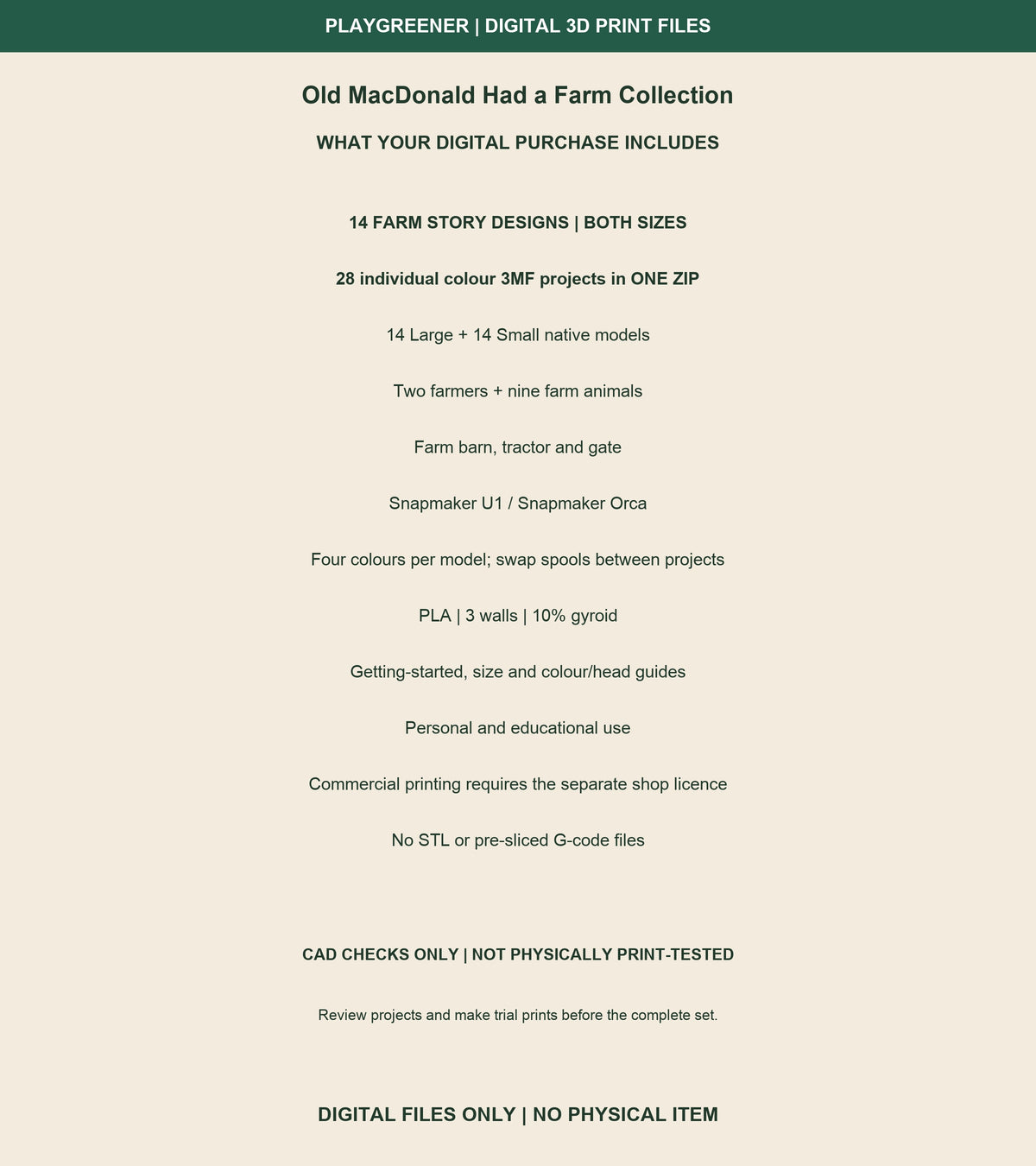 28 individual native Snapmaker U1 colour 3MF projects in one ZIP: 14 Large and 14 Small, instructions, dimensions, colour guide and use terms. Four colours per project. Not physically print-tested.